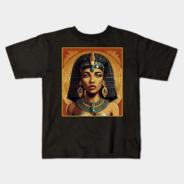 Black Queen Cleopatra Kids T-Shirt by VivaLaRetro